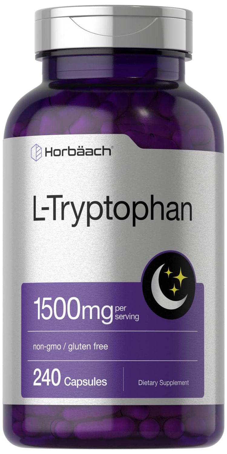 Horbach L Tryptophan 1500mg Capsules | 240 Count | Nighttime Formula | Non-GMO, Gluten Free Supplement