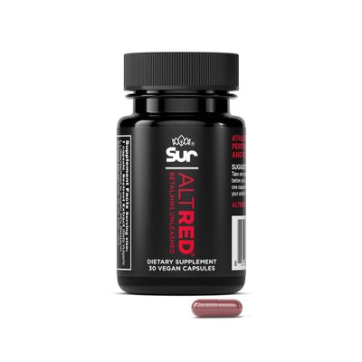 AltRed Sur Beet Root Capsules for Muscle Recovery and Sports Nutrition - 25% Betalain Extract Pre Workout &amp; Nitric Oxide Supplement for Endurance Athletes - NSF Certified for Sport