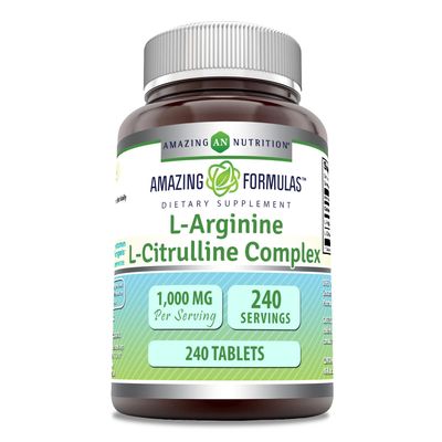 Amazing Formulas L-Arginine/L-Citrulline Complex 1000mg 120 Tablets Supplement| Non-GMO | Gluten Free | Made in USA