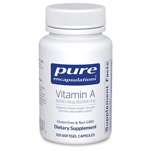 Pure Encapsulations Vitamin A - 3,000 mcg - from Cod Liver Oil - Immune &amp; Vision Support* - Vitamin A Palmitate Supplement - Non-GMO - 120 Softgel Capsules