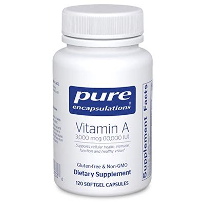 Pure Encapsulations Vitamin A - 3,000 mcg - from Cod Liver Oil - Immune &amp; Vision Support* - Vitamin A Palmitate Supplement - Non-GMO - 120 Softgel Capsules