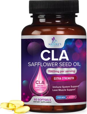 CLA Supplement, Conjugated Linoleic Acid 1560mg - Extra Strength CLA Supplement Pills - Support Body Composition, Lean Muscle Tone, &amp; Energy - Safflower Capsules, Gluten Free, Non-GMO - 60 Softgels