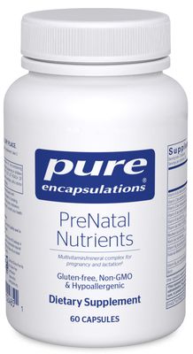 Pure Encapsulations PreNatal Nutrients - for Pregnancy &amp; Lactation - Aids Energy &amp; DNA Development* - with Folate, Choline &amp; Iron - Gluten Free &amp; Non-GMO - 60 Capsules
