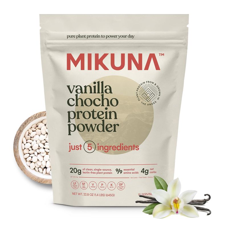 Mikuna Vegan Protein Powder (Vanilla, 15 Servings) - Plant Based Chocho Superfood Protein - Dairy Free Protein Powder Packed with Vitamins, Minerals &amp; Fiber - Gluten, Keto &amp; Lectin-Free