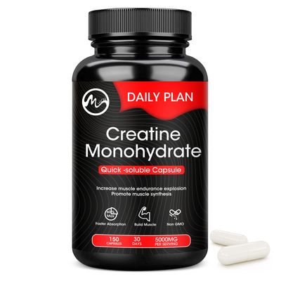 Creatine Monohydrate Capsules 5000MG - Unflavored Creatine pills 150 Capsules - Muscle Strength Supplement - Support Energy /Athletic /Workout Anti-fatigue for Men Women