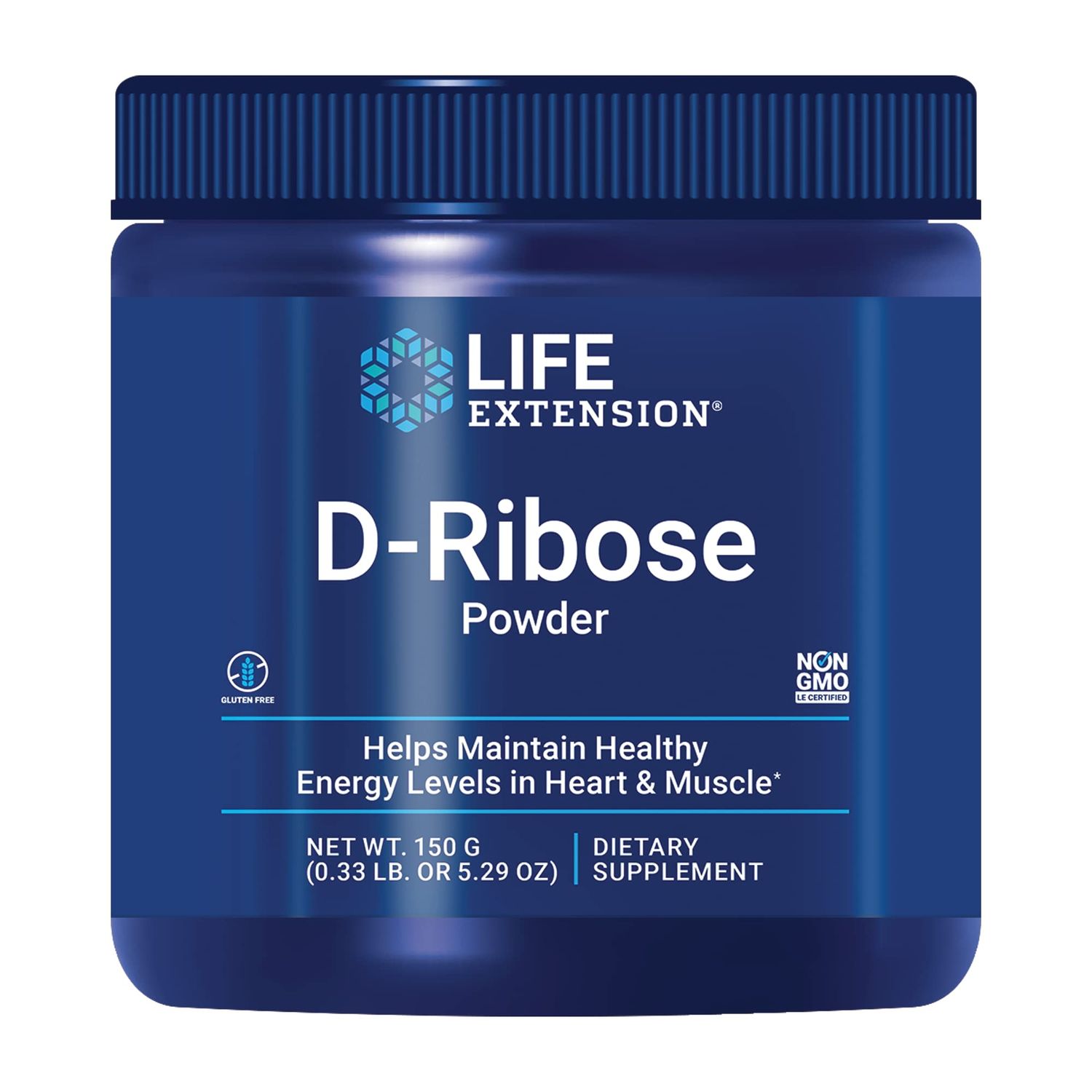 Life Extension D-Ribose Powder, Dissolve in Liquid to Encourage Cellular Energy Production and Support Heart and Muscle Health, Gluten-Free, Non-GMO, Vegetarian, 150 Grams