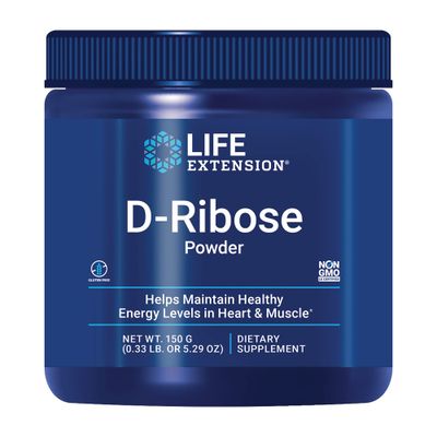 Life Extension D-Ribose Powder, Dissolve in Liquid to Encourage Cellular Energy Production and Support Heart and Muscle Health, Gluten-Free, Non-GMO, Vegetarian, 150 Grams