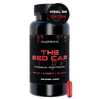 Matrixx The Red Cap 10-in-1 Nootropic Formula | Natural Focus, Energy, Clarity &amp; Productivity Supplement | Rhodiola, L-Theanine, Citicoline, Lions Mane Limitless Brain Booster Supplement Capsules