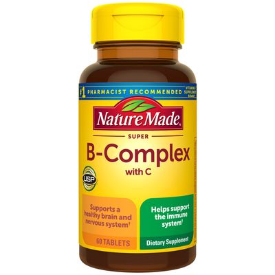 Nature Made Super B Complex with Vitamin C and Folic Acid, Dietary Supplement for Cellular Energy Support, 60 Tablets, 60 Day Supply
