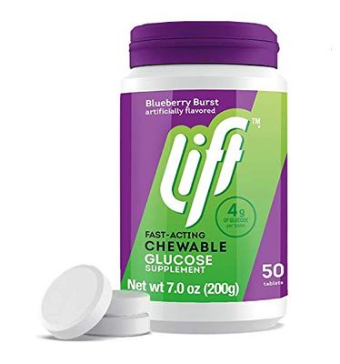 Lift Glucose | Fast-Acting Glucose Chewable Energy Tablets | Blueberry | 50 ct Jar (Pack of 6)