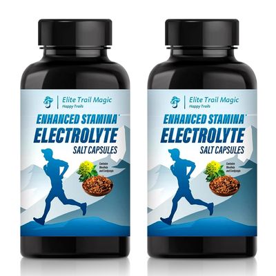 Elite Trail Magic 2 Pack Enhanced Stamina and Endurance Electrolytes Salt Capsules with Adaptogens Cordyceps Mushroom and Rhodiola Root for Trail Running Performance Ultra Racing