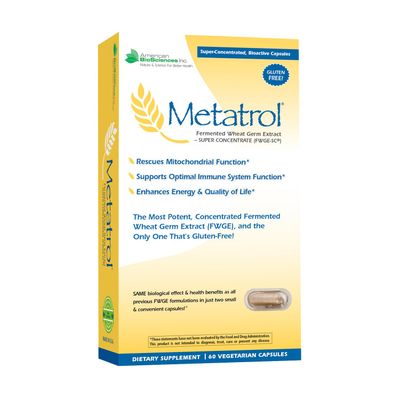 American BioSciences Metatrol Fermented Wheat Germ Extract - Immune &amp; Mitochondria Support for Renewed Vitality &amp; Enhanced Energy - Gluten Free - 60 Vegetarian Capsules, 41mg
