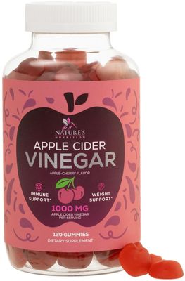 Vegan Apple Cider Vinegar Gummies 1000mg - ACV Vitamins Supplement - Gelatin-Free, Vegan, Non-GMO, Made with Beet Root &amp; Vitamin B12 for Energy - Supports Digestion, Detox and Cleanse - 120 Gummies