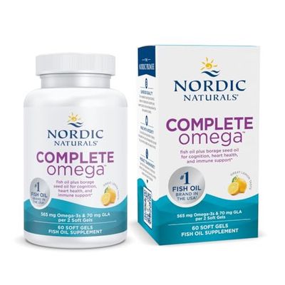 Nordic Naturals Complete Omega, Lemon Flavor - 60 Soft Gels - 565 mg Omega-3 - EPA &amp; DHA with Added GLA - Healthy Skin &amp; Joints, Cognition, Positive Mood - Non-GMO - 30 Servings