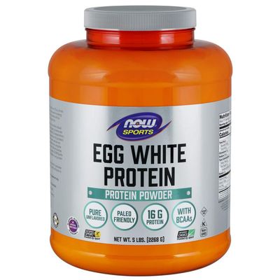 NOW Foods Sports Nutrition, Egg White Protein, 16 g With BCAAs, Unflavored Powder, 5-Pound