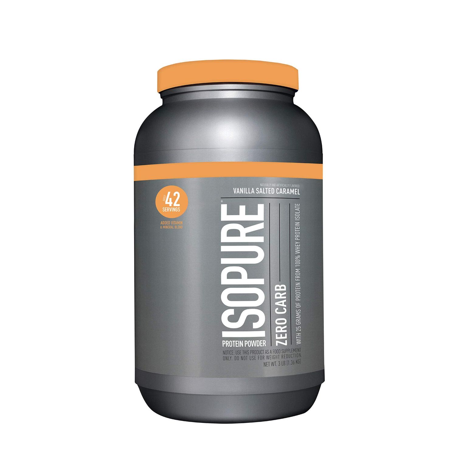 Isopure Protein Powder, Zero Carb Whey Isolate with Vitamin C &amp; Zinc for Immune Support, 25g Protein, Keto Friendly, Vanilla Salted Caramel, 42 Servings, 3 Pounds (Packaging May Vary)