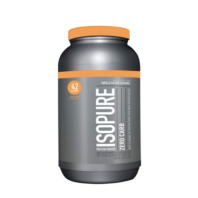 Isopure Protein Powder, Zero Carb Whey Isolate with Vitamin C &amp; Zinc for Immune Support, 25g Protein, Keto Friendly, Vanilla Salted Caramel, 42 Servings, 3 Pounds (Packaging May Vary)