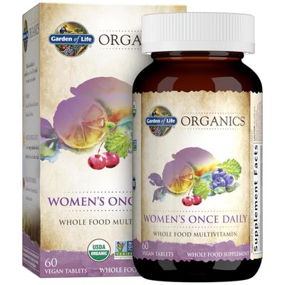 Garden of Life Organics Multivitamin for Women - Women&#39;s Once Daily Multi - Whole Food Multi with Iron, Biotin, Vegan Organic Womens Multivitamin for Health, Energy Hair Skin and Nails, 60 Tablets