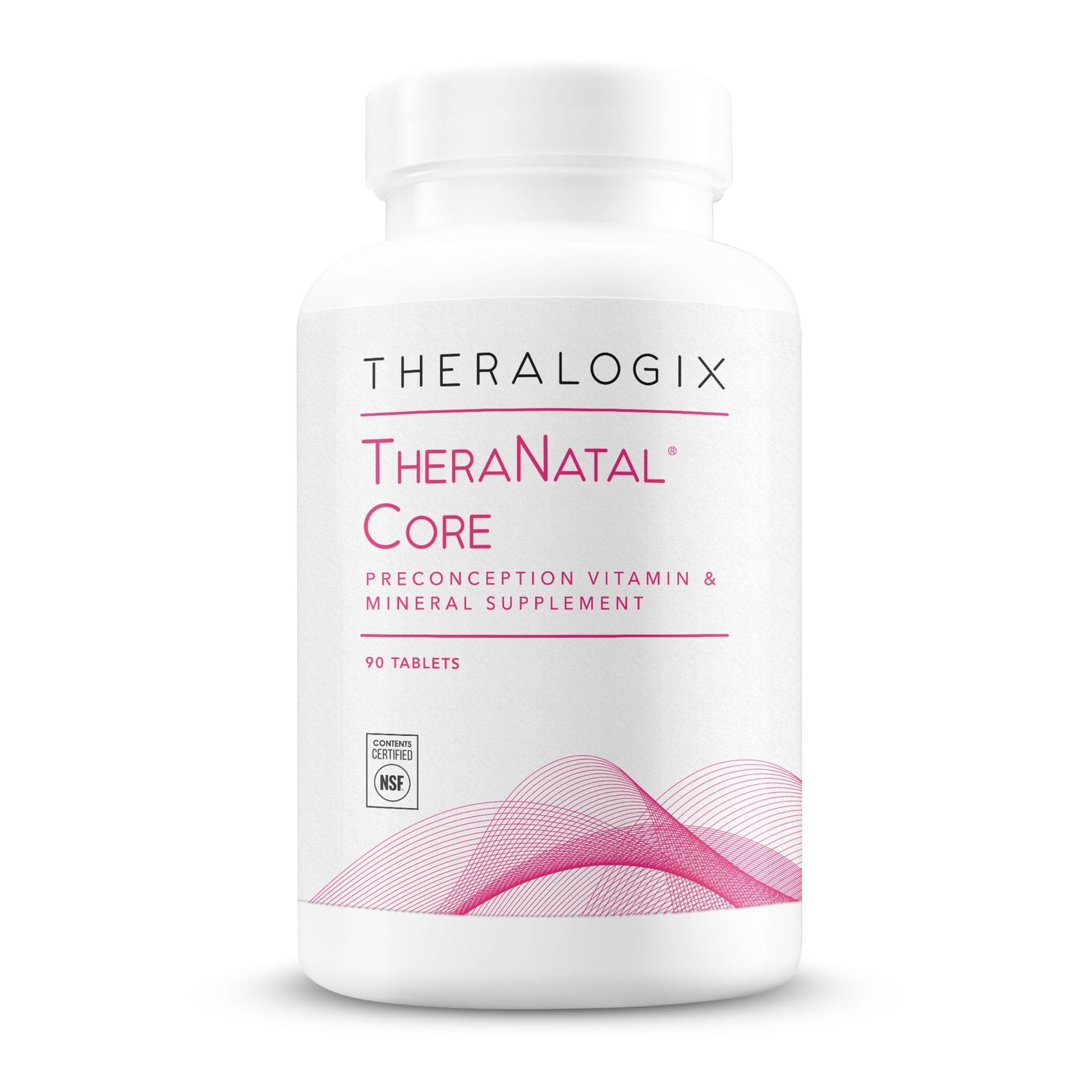 Theralogix TheraNatal Core Preconception Vitamin Supplement - 90-Day Supply - Prenatal Vitamins &amp; Fertility Supplement for Women with Folate, Vitamin D3, Choline &amp; More* - NSF Certified - 90 Tablets