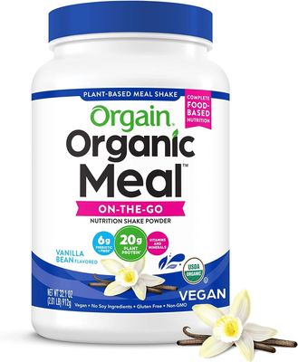 Orgain Organic Meal, Vegan Meal Replacement Protein Powder, Vanilla Bean - 20g Plant Based Protein, 6g Prebiotic Fiber, Fruits, Vegetables &amp; Greens, Gluten Free, Shakes &amp; Smoothies, 2.01lb