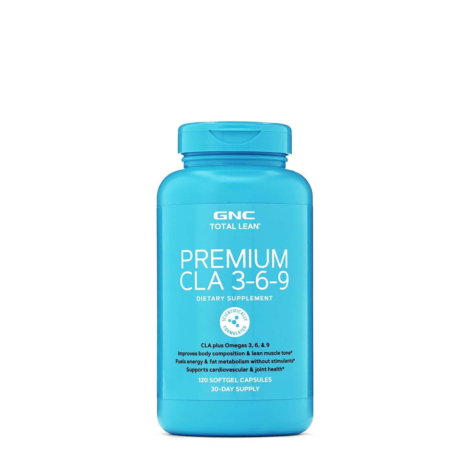 GNC Total Lean Premium CLA 3-6-9 | Improves Body Composition &amp; Muscle Tone, Fuels Energy without Stimulants, Supports Cardiovascular &amp; Joint Health | 120 Softgel Capsules