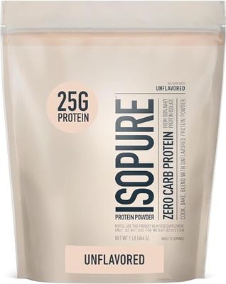 Isopure Unflavored Protein, Whey Isolate, with Vitamin C &amp; Zinc for Immune Support, 25g Protein, Zero Carb &amp; Keto Friendly, 1 Pound (Packaging May Vary)