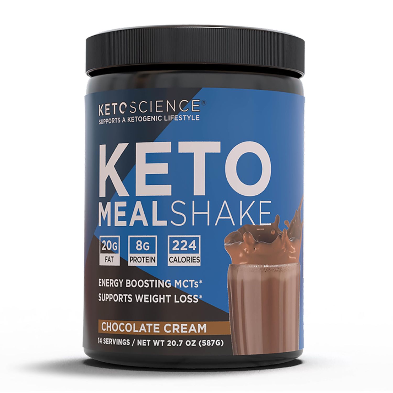 Keto Science Ketogenic Meal Shake Chocolate Dietary Supplement, Rich in MCTs and Protein, Keto and Paleo Friendly, Weight Loss, (14 servings), 20.49 Oz Packaging May Vary
