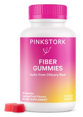 Pink Stork Prenatal Fiber Gummies for Women - 3g Prebiotic Inulin from Chicory Root - Natural Pregnancy &amp; Postpartum Stool Softeners for Constipation &amp; Digestive Health - 60 Vegan Fiber Chews