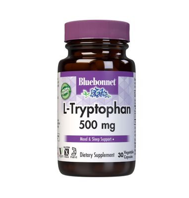 BlueBonnet L-Tryptophan 500 mg Vitamin Capsules, 30 Count