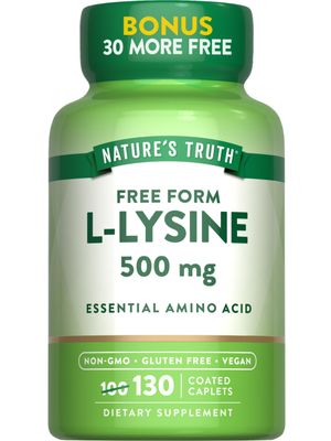 Nature&#39;s Truth L-Lysine 500mg | 130 Caplets | Free Form | Essential Amino Acid | Non-GMO &amp; Gluten Free Supplement