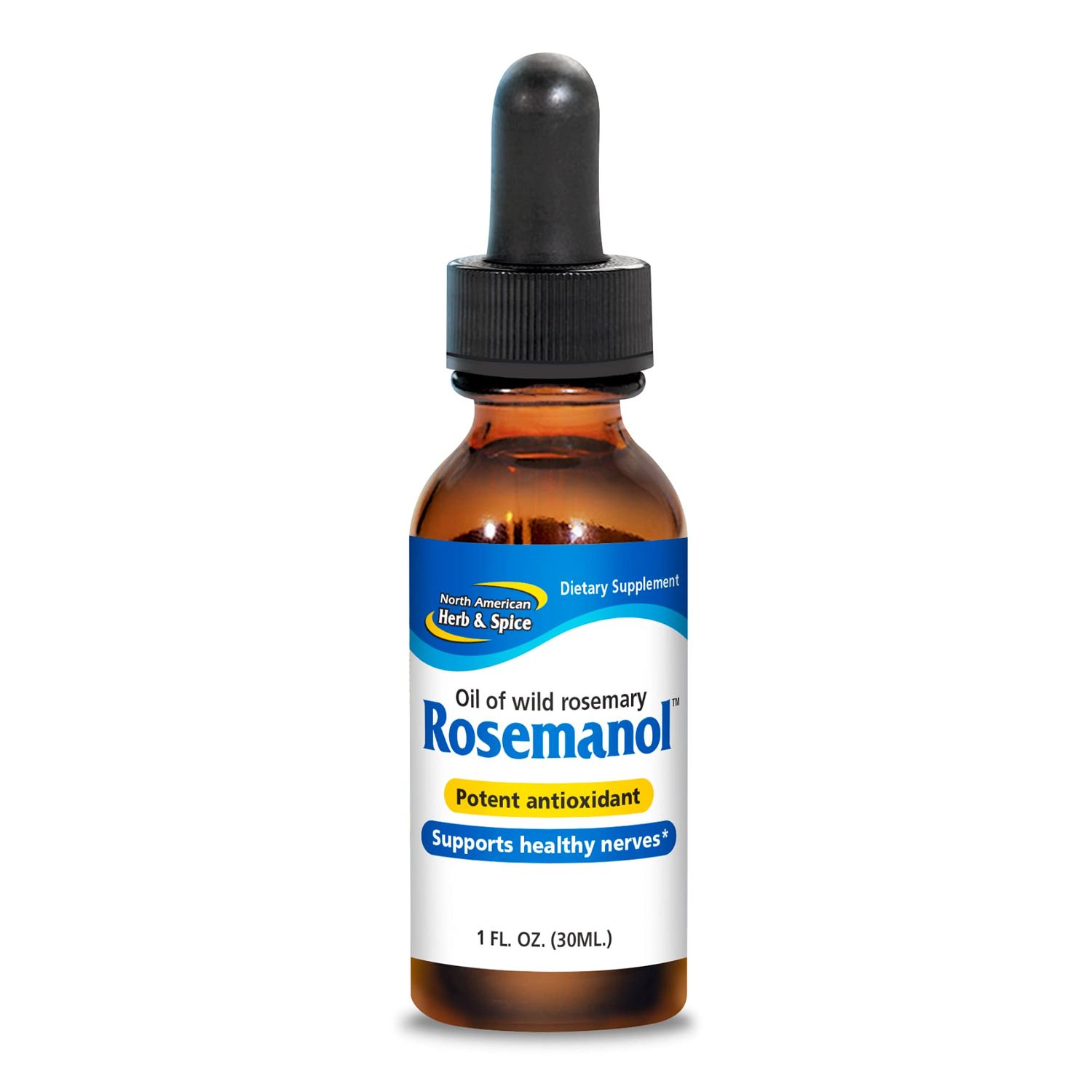 North American Herb &amp; Spice Rosemanol - 1 fl. oz. - Wild Rosemary Oil - Supports Healthy Nerves, Potent Antioxidant - Non-GMO - 120 Servings