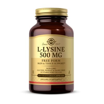SOLGAR L-Lysine 500 mg - 100 Vegetable Capsules - Skin &amp; Tissue Support - Non-GMO, Vegan, Kosher, Gluten Free - 100 Servings