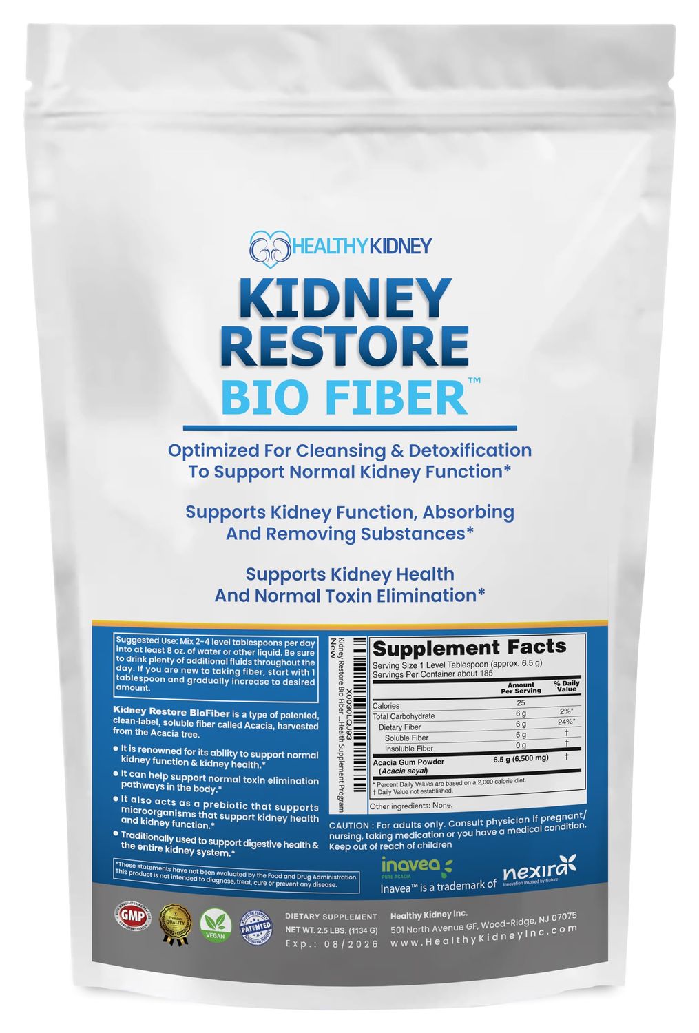 Bio Fiber, Kidney Cleanse Detox &amp; Repair - Restorative Kidney Support &amp; Kidney Supplement to Remove Waste, Kidney Health Supplement - Add to Tea for Kidney Health - 2.5 LBS