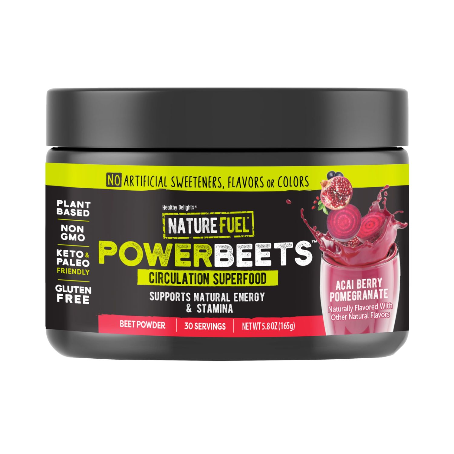 Healthy Delights Nature Fuel Power Beets - Super Concentrated Non-GMO Beet Juice Powder - Delicious Mixed Berry Flavor - 30 Servings - Pantry Friendly (Packaging May Vary)