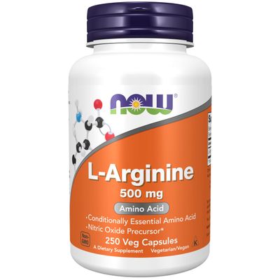 NOW Foods Supplements, L-Arginine 500 mg, Nitric Oxide Precursor*, Amino Acid, 250 Veg Capsules