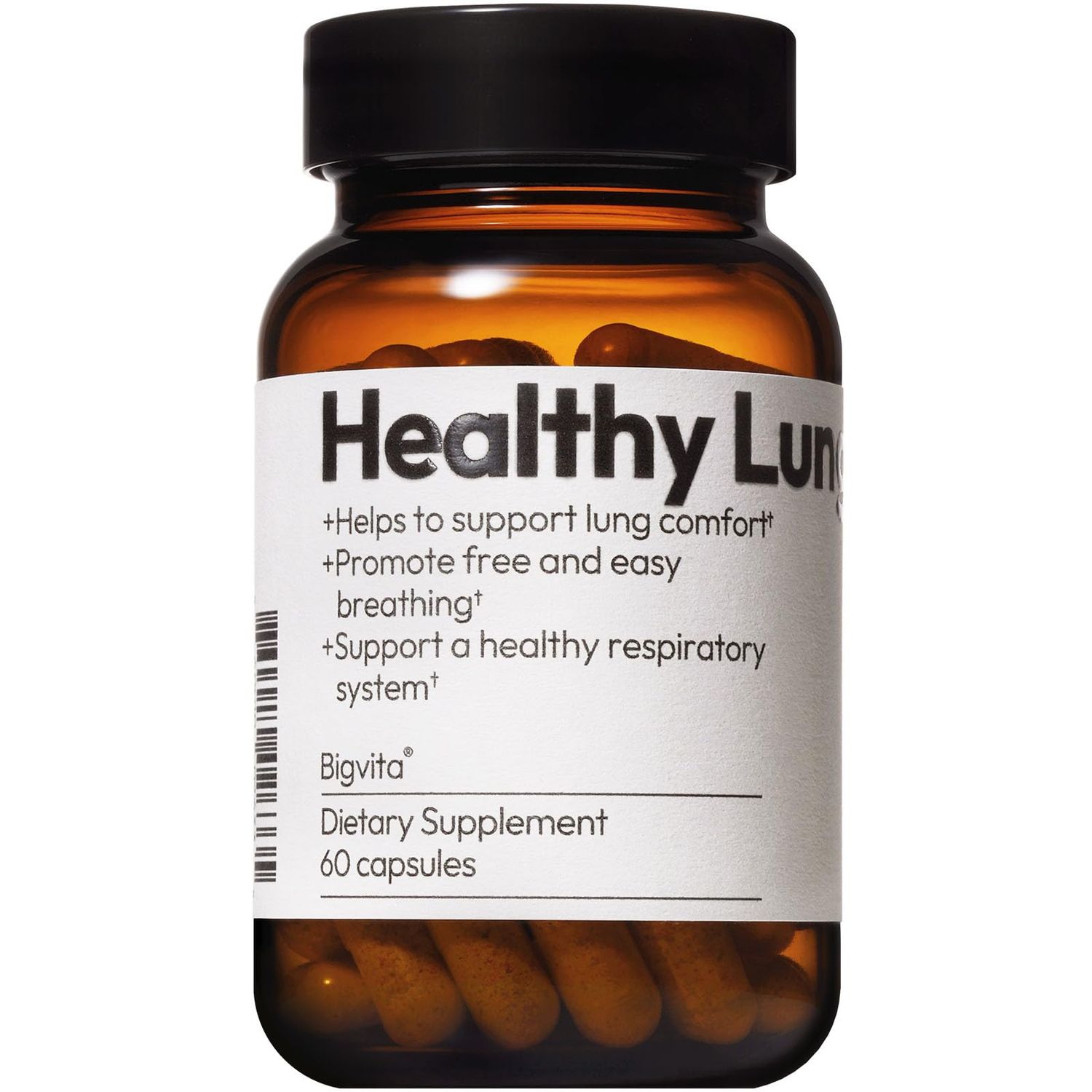 BIGVITA Lung Health Vegan Gluten Free Dietary Lung Support Supplement for Lung Detox &amp; Cleanse, Respiratory Immune Support &amp; Clear Mucus &amp; Relieve Cough, 60 Capsules