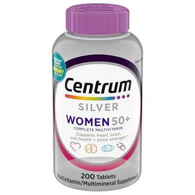 Centrum Silver Women&#39;s Multivitamin for Women 50 Plus, Multivitamin/Multimineral Supplement with Vitamin D3, B Vitamins, Non-GMO Ingredients, Supports Memory and Cognition in Older Adults - 200 Ct