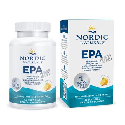 Nordic Naturals EPA Xtra, Lemon - 60 Soft Gels - 1640 mg Omega-3 - High-Intensity EPA Formula for Positive Mood, Heart Health &amp; Healthy Immunity - Non-GMO - 30 Servings
