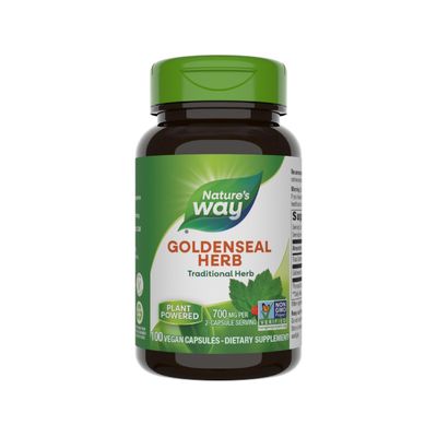 Nature&#39;s Way Goldenseal, Traditional Herb, 700 mg per 2-Capsule Serving, Non-GMO Project Verified, Vegan, 100 Capsules