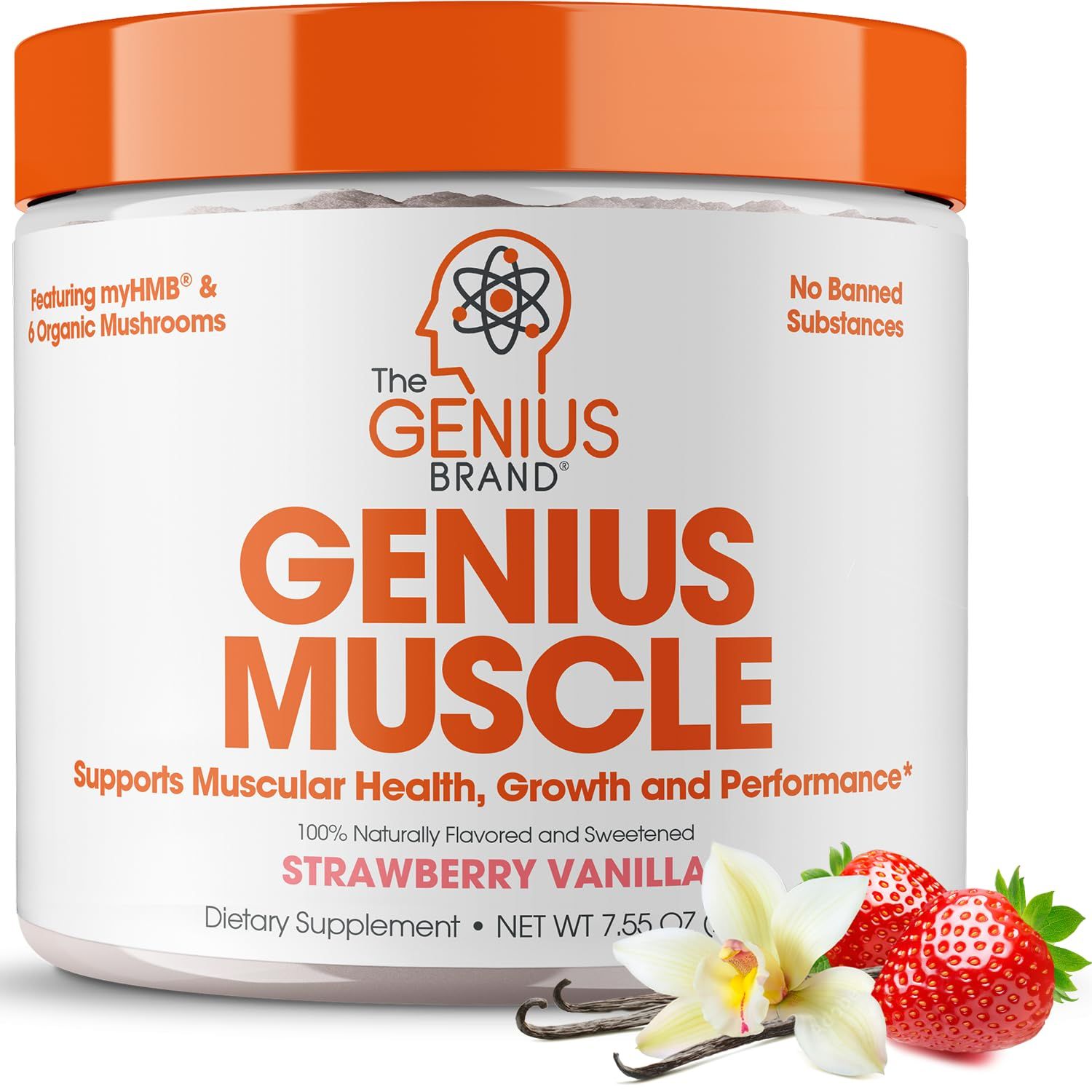 Genius Muscle Builder &amp; Mass Gainer, Strawberry Vanilla - 100% Natural Anabolic Activator Supplement for Men &amp; Women - Weight Gainer for Lean Muscle Growth &amp; Bodybuilding