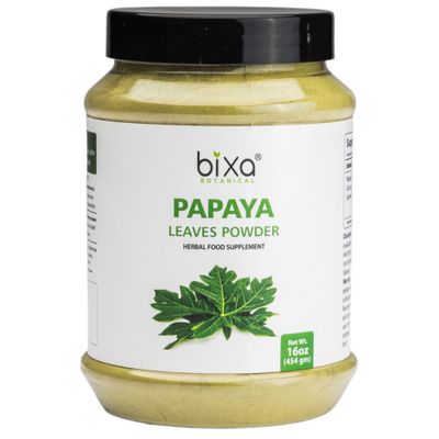 bixa BOTANICAL Papaya Leaf Powder | Carica Papaya | 1 Pound / 16 OZ | Ayurvedic Herbal Supplement | Gluten Free, Non-GMO, Steam Treated, Vegan, 100% Pure.