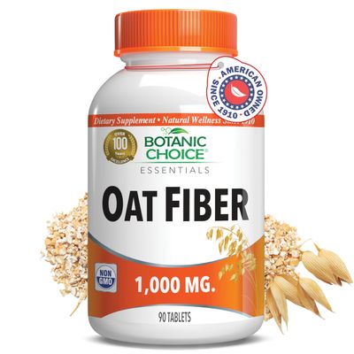 Botanic Choice Oat Fiber - Natural Dietary Supplement for Digestive Health - Women and Men - 90 Tablets (1000mg)