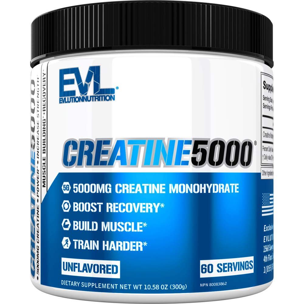 Evlution Pure Creatine Monohydrate Powder 5000mg Nutrition Pre and Post Workout Recovery Drink Mix Creatine Powder for Enhanced Muscle Mass Athletic Performance and Muscle Recovery - Unflavored