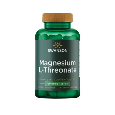 Swanson Magnesium L-Threonate - Mineral Supplement Promoting Nervous System Health - May Support Cognitive Health, Learning &amp; Memory - (90 Veggie Capsules)