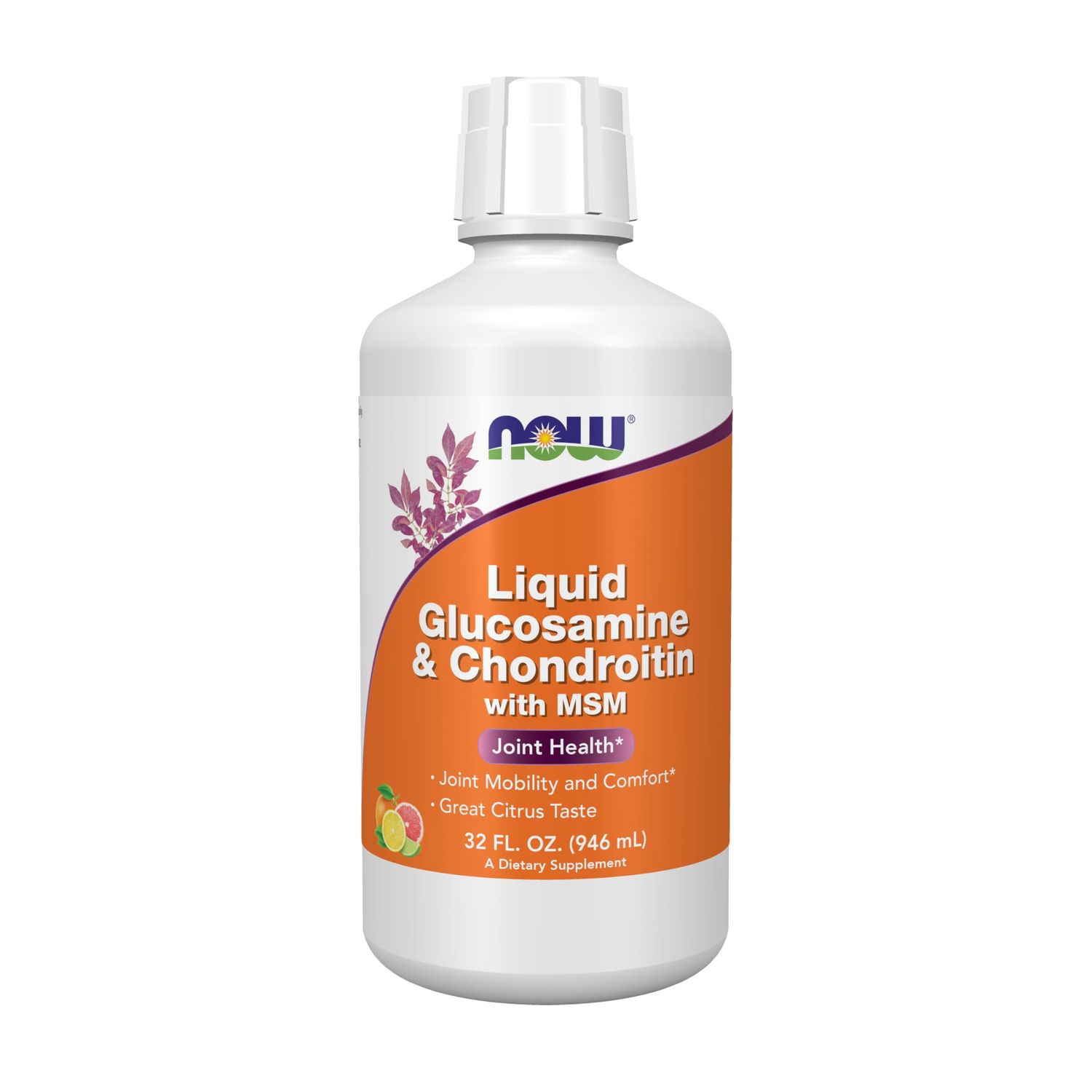 NOW Foods Supplements, Glucosamine &amp; Chondroitin with MSM, Liquid, Joint Health, Mobility and Comfort*, 32-Ounce