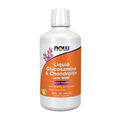 NOW Foods Supplements, Glucosamine &amp; Chondroitin with MSM, Liquid, Joint Health, Mobility and Comfort*, 32-Ounce