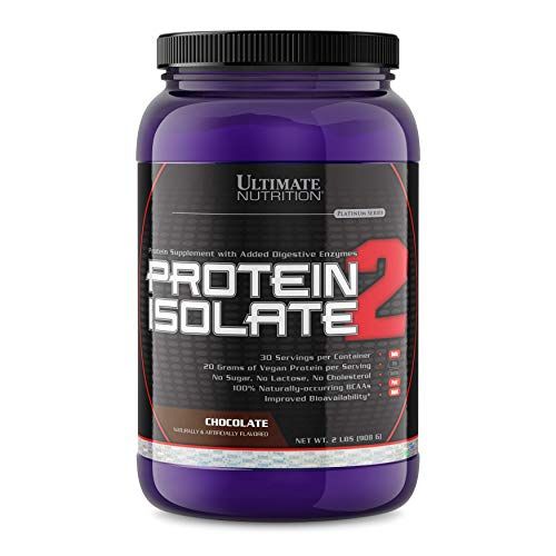 Ultimate Nutrition Vegan Plant Based Protein Isolate Powder - No Sugar and No Lactose - 20 Grams of Protein Per Serving with 100% Naturally Occurring BCAAs, Chocolate, 2 Pounds