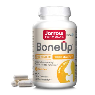 Jarrow Formulas BoneUp - 120 Capsules - 60 Servings - For Bone Support &amp; Skeletal Nutrition - Includes Naturally Derived Vitamin D3, K2 (as MK-7) &amp; 1000 mg Calcium - Gluten Free - Non-GMO