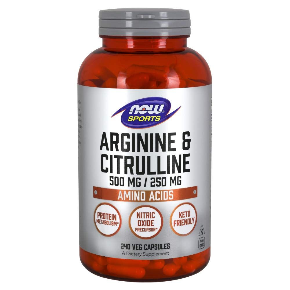 NOW Sports Nutrition, Arginine &amp; Citrulline 500 mg/ 250 mg, Amino Acids, 240 Veg Capsules