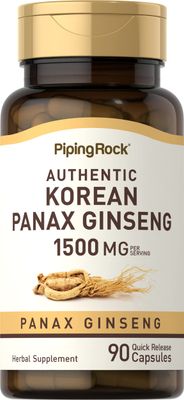 Piping Rock Korean Ginseng Capsules | 1500mg | 90 Count | Panax Ginseng Root Extract | Herbal Supplement | Non-GMO, Gluten Free